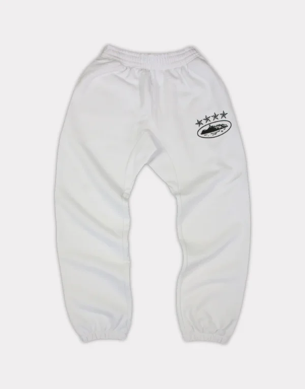 Corteiz 4Starz Alcatraz Sweatpants White, Elevate your loungewear game with these trendy and relaxed pants.