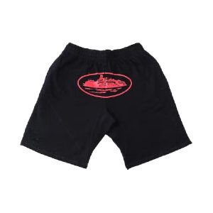 Corteiz Alcatraz Shorts Black/Red, Make a bold statement with this trendy and vibrant choice.