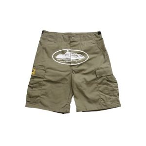 Corteiz Guerillaz 21′ Cargo Shorts Khaki Green, Elevate your streetwear style with this trendy and functional choice.