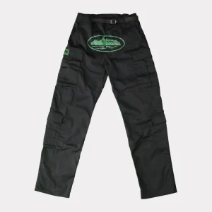 Corteiz Mula Guerillaz Cargos Black/Green, bold fusion of style and streetwear attitude.