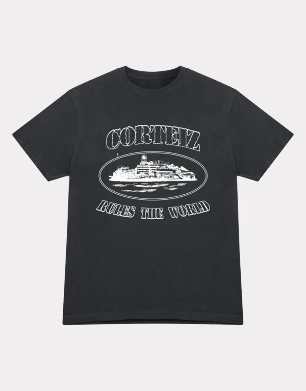 Corteiz OG Alcatraz T-Shirt Black, iconic tee featuring the original Alcatraz design.