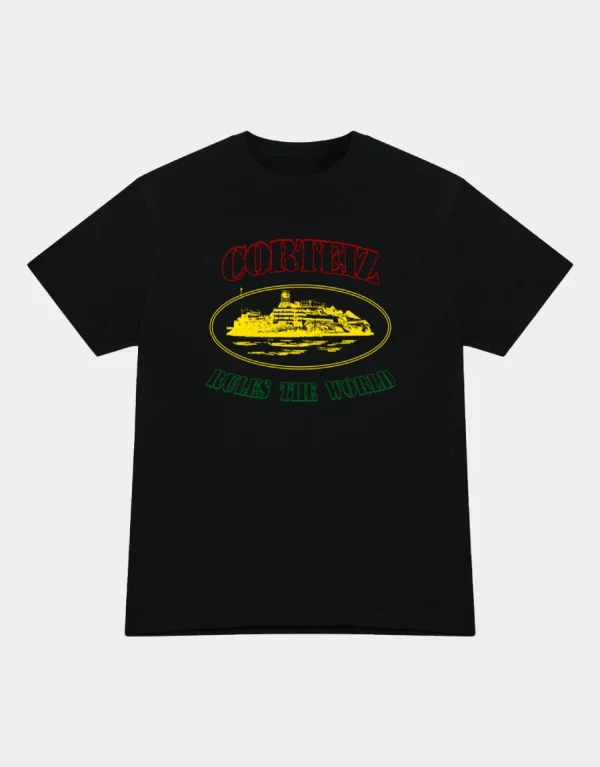 Corteiz OG Carni Alcatraz T-shirt Black, Elevate your look with this iconic tee featuring the original Carni Alcatraz design.