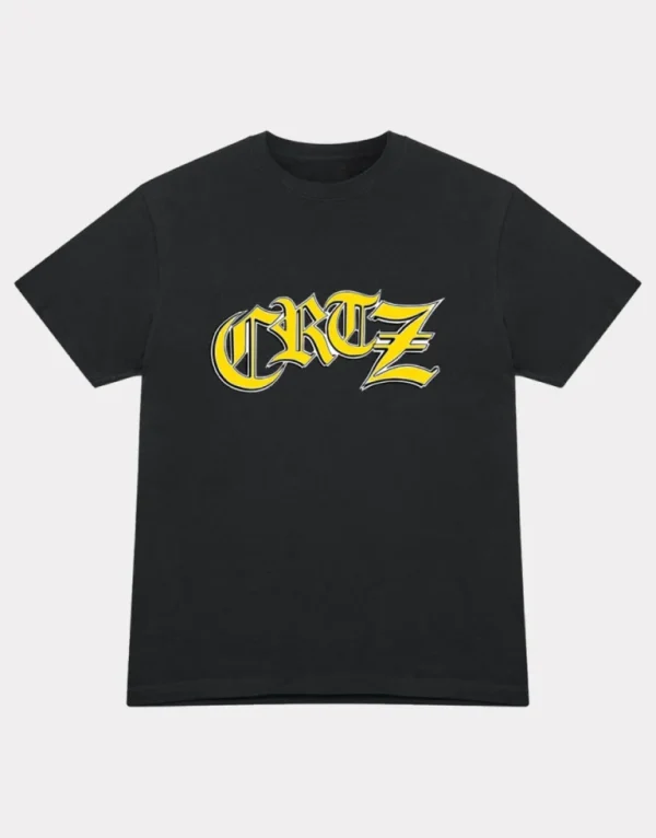 Corteiz Old English T-Shirt Black, Elevate your style with this classic tee featuring an Old English-inspired design.