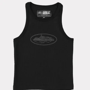 Corteiz Womens Guerillaz* Tank Top Triple Black, Upgrade your style with the Corteiz Guerillaz Tank Top in the classic Triple Black shade.