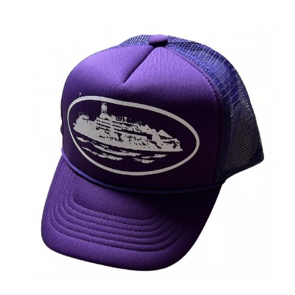 Corteiz Alcatraz Trucker Hat Purple, Make a statement with this trendy and vibrant accessory.