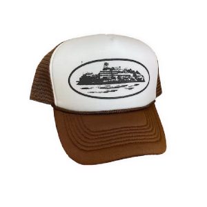 Corteiz Alcatraz Trucker Hat Cocoa, Elevate your headwear style with the Corteiz Alcatraz Cocoa Trucker Hat.