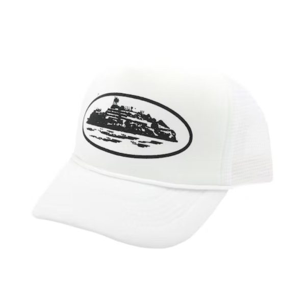 Corteiz Alcatraz Trucker Hat White, Make a statement with this trendy and versatile accessory.