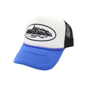 Corteiz Alcatraz Trucker Hat Black/Royal, Elevate your headwear style with the Corteiz Alcatraz Black/Royal Trucker Hat.