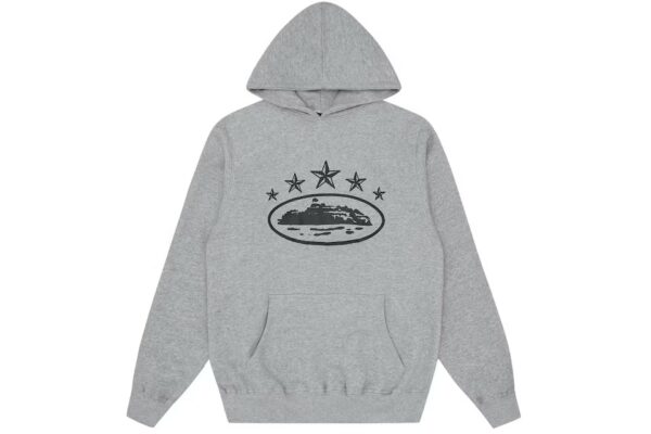 corteiz 5 starz alcatraz hoodie grey