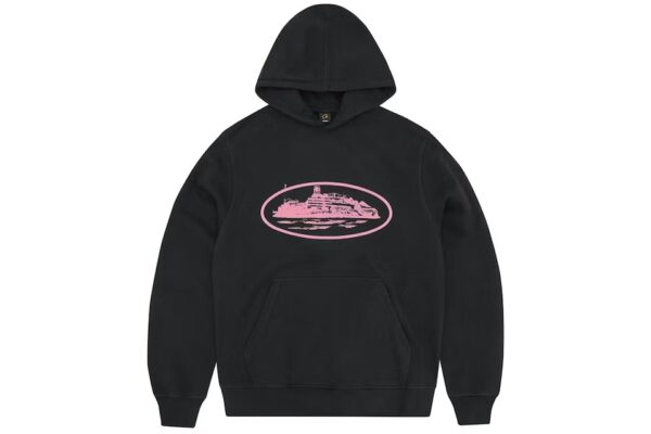 corteiz alcatraz v2 hoodie black/pink