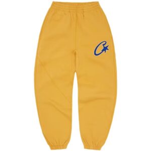 corteiz satin c star appliqué bottoms mustard