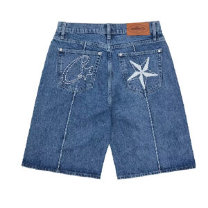 corteiz c star denim jorts faded blue