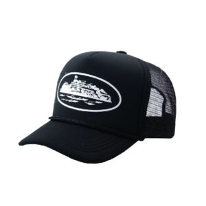 corteiz og alcatraz trucker hat 21 black